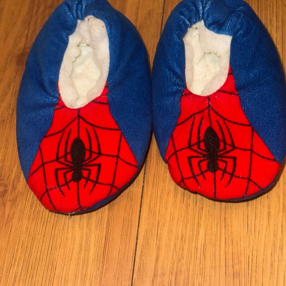 Marvel Spider-Man Toddler Plush Slippers 2T-3T Blue Red Non-Slip House Shoes